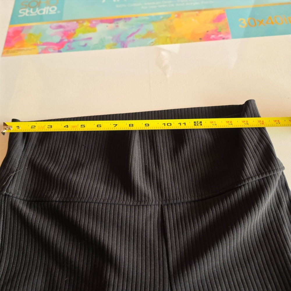 Dots Women Black Ribbed High Waisted Flare Leggings Yoga Pants Size Large - Picture 3 of 6